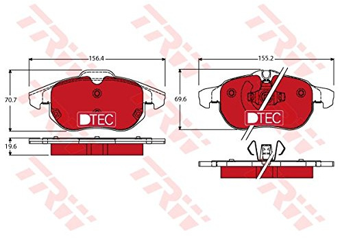TRW GDB1613DTE Brake Pad Set of 4 Compatible for Vauxhall Zarifa MK II (B) (A05) 2005-2014 Front Axle and Other Vehicles