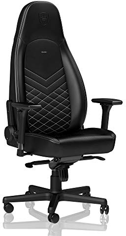 noblechairs ICON Chaise de Gaming - Chaise de Bureau - Cuir Synthétique PU - Design du Siège de Course - Noir / Blanc