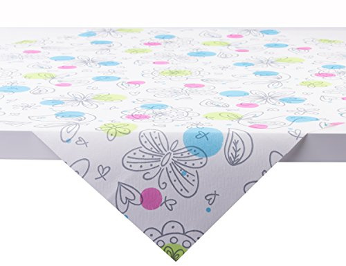 Sovie Home Tischdecke Petra aus Linclass Airlaid, 80 x 80cm, 1 Stück, Verspieltes Design mit Blüten und Schmetterlingen in Türkis Violett Grau, Einweg-Mitteldecke für Party, Feier