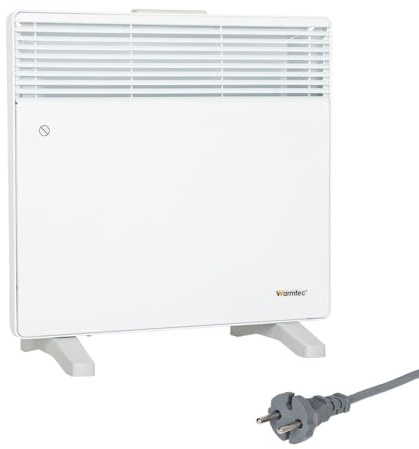 WARMTEC Elektroheizung 2500W | Elektroheizkörper mit 8-Stufen-Thermostat und Frostschutzfunktion | Konvektor Heizung für energiesparendes Heizen | Standmontage, Schutzklasse IP20 | Weiß