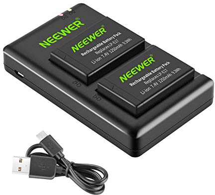 NEEWER 2-Pack LP-E17 Batterie de Remplacement et Double Chargeur USB pour Canon EOS R8, R10, R50, RP, 77D, 750D, 760D, 800D, 8000D, M6 II, M6, M5, M3, Rebel SL2, SL3, T6i, T6s, T7i, T8i Caméras