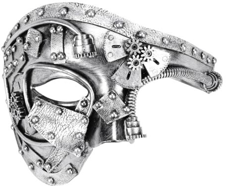 Coddsmz Masque de Mascarade Fantôme Steampunk de l'opéra Masque de fête vénitien mécanique (Argent Antique)