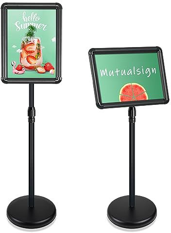 Mutualsign Infoständer A3 Aluminium Plakatständer Höhenverstellbar posterständer Informationsständer Präsentationsständer Werbeständer. (Schwarz)