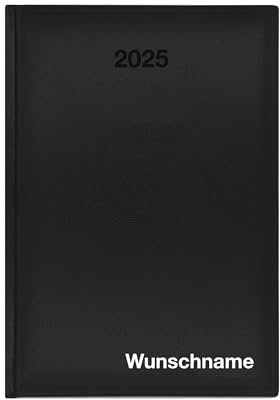 Buchkalender 2026 mit Namen bedruckt - klassisch/Format A5 - Chefkalender (schwarz)