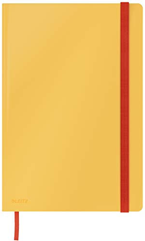 Leitz liniertes Hardcover Notizbuch in großem B5-Format (Tablet, iPad), 80 Blatt, 160 Seiten, 100 g/m² Papier FSC-zertifiziert, Soft Touch, ideal für Büro, Studium, Journal Buch, Gelb, Cosy, 44830019