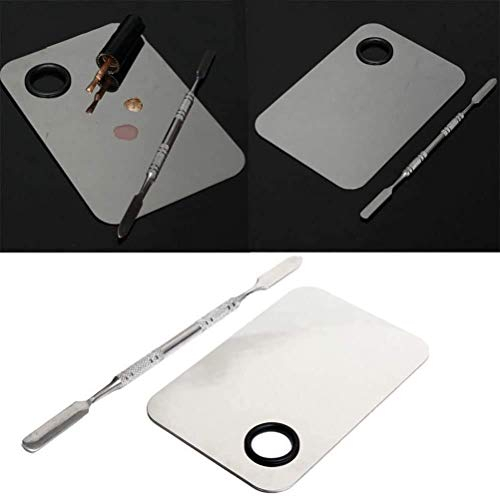 Make-up Artist,Palette de mélange de maquillage en acier inoxydable avec spatule pour mélanger fond de teint, argent TOY-STORE (Pocket)