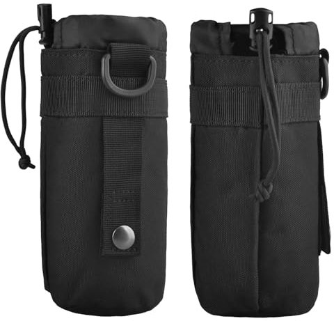 TRIWONDER Tactical Water Bottle Pouch Molle Bottle Pouch Hydration Bottle Storage Holster Bottle Drawstring Holder (Black - 2 Pcs)