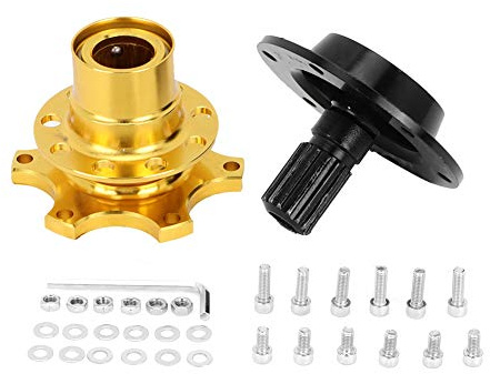 Volante Universale, Adattatore per Mozzo a Sgancio Rapido a 6 Fori Kit a Scatto Strumento di Riparazione Auto per Race Rally Motorsport(Oro)