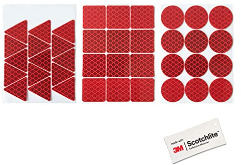 Salzmann Wasserfeste Outdoor Aufkleber | 39 Reflektierende Sticker | Für Fahrräder, Motorräder, Haus & Garten | Hergestellt mit 3M Diamond Grade Reflektierendem Material | Rot