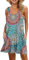 WNEEDU Damen Leichte Sommerkleid V-Ausschnit Swing Tank-kleid Ärmellos Strandkleid Knielang mit Taschen