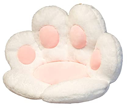 Niedliches Baumwolle Sitzkissen,Katzenpfoten Stuhlkissen,Faules Sofa in Katzenpfotenform, Rücken Kissen Nap Kissen Spielzeug Geschenk Für Erwachsene Kinder (Weiß)