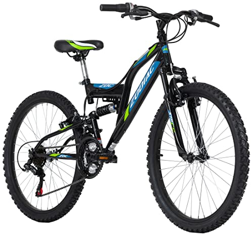 KS Cycling Kinder-Mountainbike Fully 24'' Zodiac schwarz-grün RH 38 cm