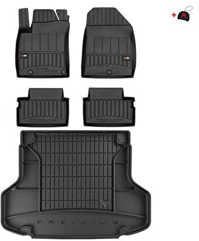 MOTOS Satz Gummifußmatten und Kofferraummatten passend für Hyundai i30 III ab 2017 Kombi, ohne höhenverstellbaren Kofferraumboden Verbessern Sie Ihren Reisekomfort mit Antirutschmatte Auto 3D- Allwett