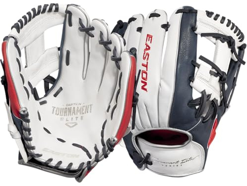 Easton | TOURNAMENT ELITE Baseball Glove | 11.5 | I-Web | Right Hand Throw | White/Navy/Red