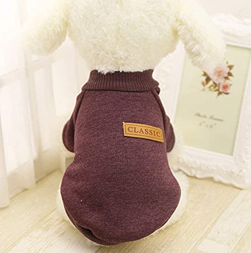 Idepet Klassischer Strickpullover für Hunde, Fleece, weich, dick, warm, für den Winter, für Hunde, Katzen, Welpen, Kleidung für kleine Hunde (XXL, Braun)