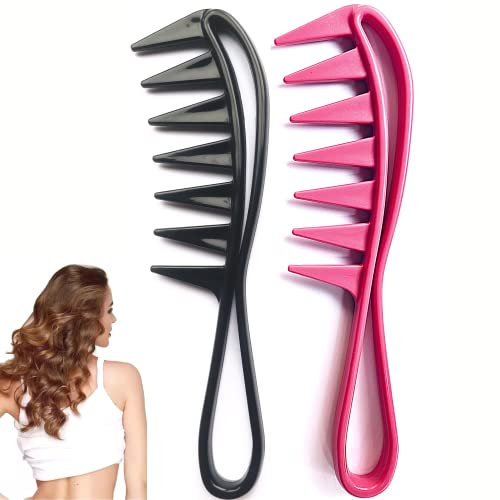 Peigne Cheveux Dent Large Pour Démêlant Cheveux Bouclés, Lisses, Frisés, Afro, Barbe Antistatique, Résistant À La Chaleur À Coiffure Professionnel, Brosse Homme, Femme Ou Enfant (ROSE)