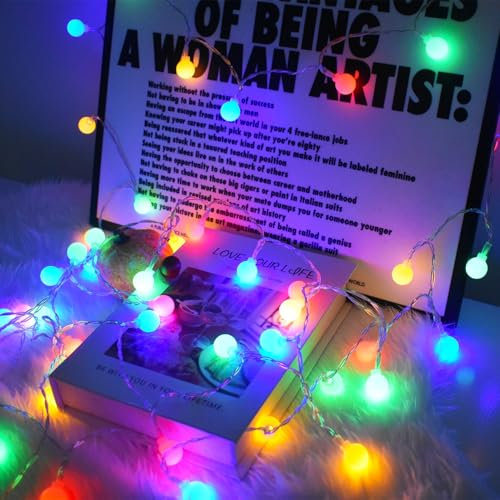 LED Lichterkette Außen Batterie, 5M 50 LED Led Kugel Lichterkette Wasserdicht, Weihnachtsbeleuchtung für Hochzeit, Weihnachten, Balkon Deko, Innen & Außen