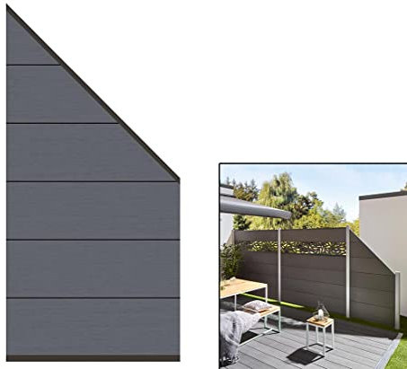 Sichtschutz System XL WPC anthrazit 184/94x91cm als An-und Abschluss mit Leisten in anthrazit von bambussi