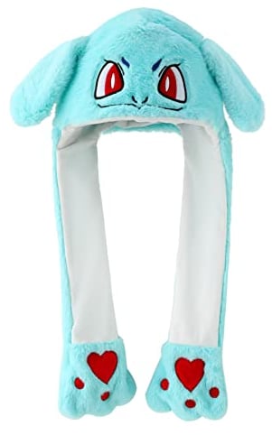 Focupaja Mütze Mit Beweglichen Ohren Bewegliche Ohren Plüsch Bunny Ohren Hasen Mütze Lustige Spielzeug Tiermütze Cosplay Weihnachts Geschenk Erwachsene Mädchen(Blau)
