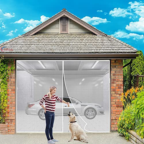 Fiberglas Magnet Fliegengitter Tür, 300x200cm Magnetvorhang Insektenschutz,2023 neue Langlebiger,Kratzfest,Stärkere Magneten Fliegenvorhang für Garage Balkontür Terrassentür Wohnwagen - Weiß Z