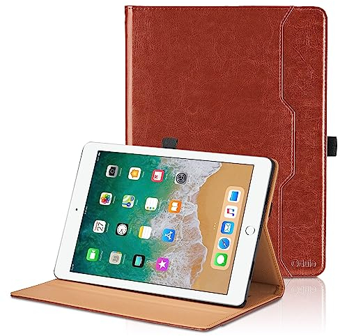 Coque pour iPad 9.7 Pouces 6ème Gén 2018 / iPad 5ème Gén 2017 / iPad Air 2 / iPad Air PU Cuir Cover Tablette Housse de Protection Auto Réveil/Sommeil, Multi-Angle Étui avec Poche - Marron
