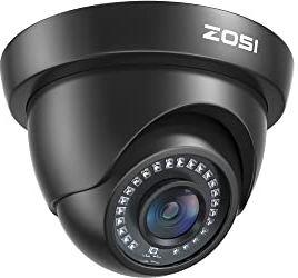 ZOSI CCTV 1080P 2MP 4-in-1 CVBS/AHD/CVI/TVI Video Überwachungskamera Außen Dome Kamera 3.6mm Linse 20M IR Nachtsicht mit OSD, Schwarz
