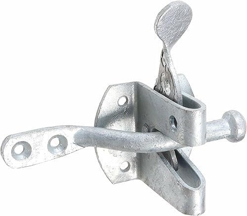 3DBUYER Heavy Duty Self-Locking Garden Outdoor Lock Auto Gate Latch Catch Ideal for Front Auto Gate Latch Galvanized for External Doors