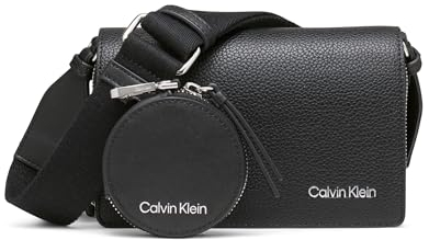 Calvin Klein Millie Kameratasche mit drei Fächern, Schwarz/Silber, Einheitsgröße