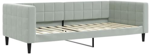 vidaXL Tagesbett, Gästebett 2-in-1, Sofabett Schlafsofa für Schlafzimmer Wohnzimmer, Bettsofa Sofa, Modernes Design, Hellgrau 90x200cm Samt