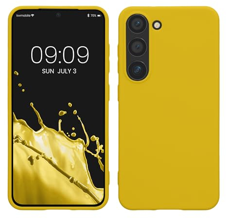 kwmobile Hülle kompatibel mit Samsung Galaxy S23 Hülle - TPU Silikon S23 Handyhülle - Case stoßabsorbierend flexibel - Kabelloses Laden - Strahlend Gelb