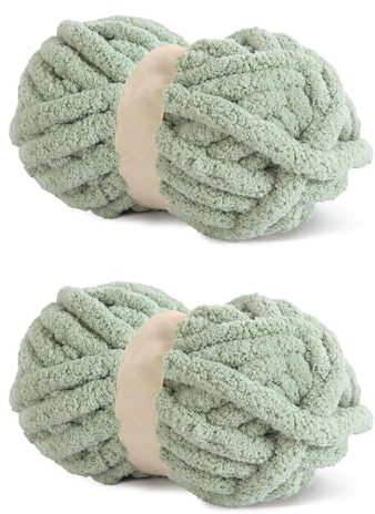Grobes Chenille-Garn zum Häkeln, 2 Stück, sperriges, flauschiges, dickes Chenille-Garn, super grobes Chenille-Garn für handgestrickte Decken, Jumbo-weiches Plüschgarn (30 m, 250 g pro Strang)