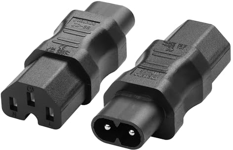 JSADZKJ C8 to C15 Power Adapter IEC 320 C8 Male to C15 Female AC Adapter Convertor 8 Figure C8 to C15 3 Prong Extension Power Adapter,for LED TV Camera Printer 2PCS