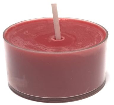 Handarbeit: Bunte ein oder zweifarbige Teelichter aus Sojawachs in klarer Kunststoffhülse mit langer Brenndauer (30er, Rot, Rot)