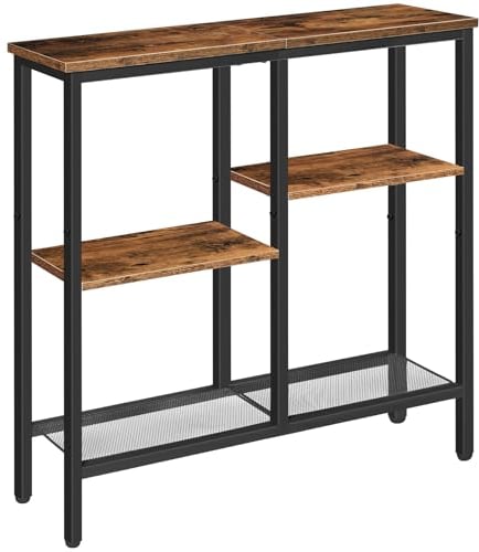 HOOBRO Schmaler Konsolentisch, 75 cm Beistelltisch, Flurtisch, Kleiner Ausstellungstisch, Sofatisch für kleinen Raum, für Eingang, Flur, Vintagebraun-Schwarz EBF79XG01
