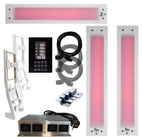 SET frameless InfraROTmed MAX© ICE Tiefenwärmestrahler + Steuerung icon 4 TOUCH, Infrarotstrahler für Sauna und Infrarotkabine, Vollspektrumstrahler (2x500W + 1x1300W + S + Lehnen)