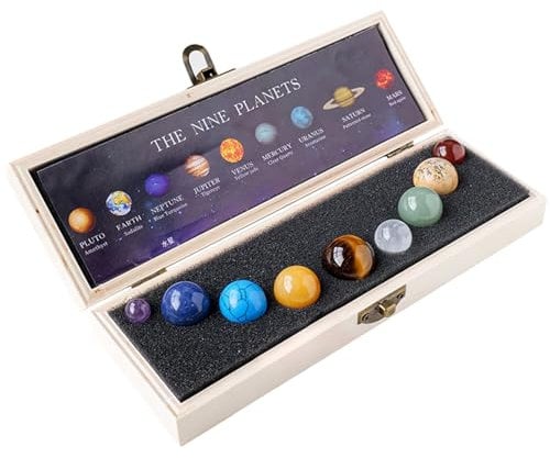 Pasdrucn Planeten Stein Deko Universum, Sonnensystem Aus Natürliche Edelsteine Reiki, Astronomie Geschenke Neun Planeten Im Sonnensystem, Acht Planeten Deko Sonnensystem-Modell Haus