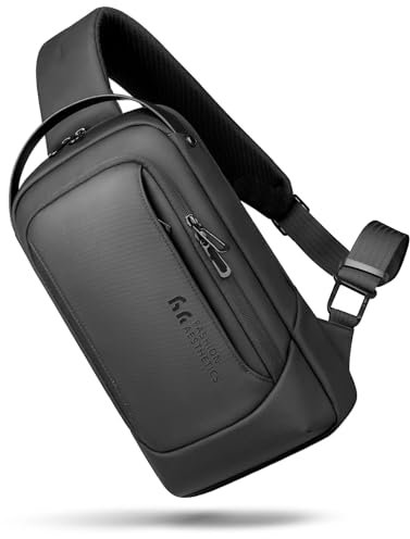 HK Borsa a Tracolla da Uomo Piccola Antifurto Impermeabile Super Leggera per iPad 9,7 Pollici, Sottile, Nera