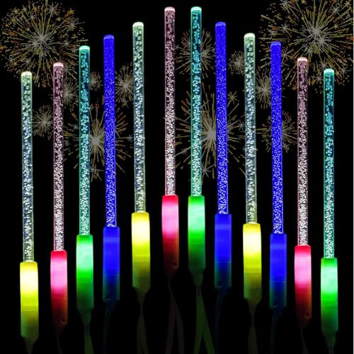 RANJIMA LED Leuchtstäbe, 12 Stück Leuchtspielzeug Partyartikel Set, Leuchtwedel Party Set Knicklichter Licht für Kinder, Led Leuchtstäbe Mitgebsel Kindergeburtstag Geschenke Weihnachten Party Konzert