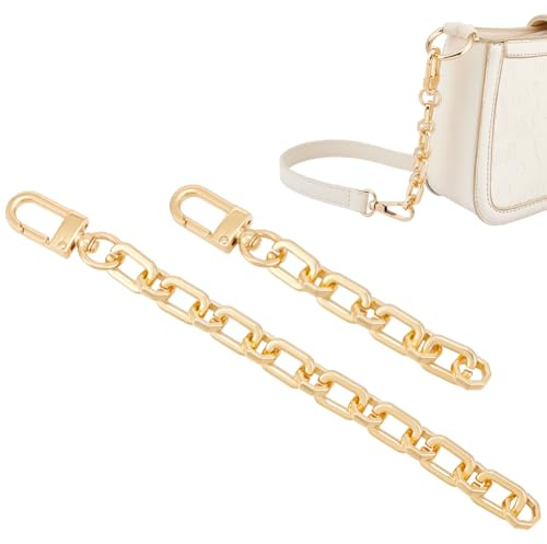 UNICRAFTALE 2 Stück 2 Stil Kurze Taschenketten Geldbörsenriemenver Längerung 12.5/20cm Goldene Handtaschen Verlängerungskette Schulterriemen für Taschen Crossbody Schulter Handtaschen Taschen Zubehör