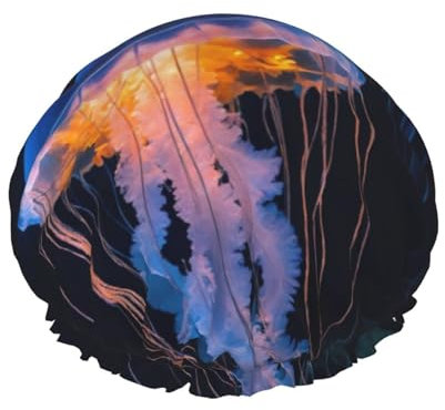 Jellyfish ocean Print Double Layers Shower Cap Bathing Shower Caps Ladies Men Shower Caps Salon Home Use