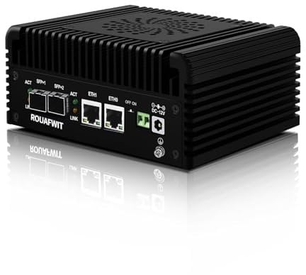 ROUAFWIT Mini PC Dual 10GbE SFP+ Firewall Appliance, N305 10Gigibit Micro Hardware Computer, 2 x i226V 2.5GbE Port, DDR5 32G RAM 1T NVME SSD, 2 Display, Type-C, TF, SPK/MIC