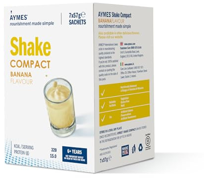 AYMES ActaSolve Shake Compact - Banana - 42 Servings | Low Volume Nutritional Powder, Milkshake-Style Drink Mix, Gluten Free & Vegetarian