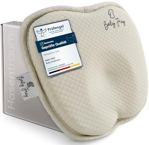 Baby Frey – Lagerungskissen gegen Plagiozephalie, mit Zwei abnehmbaren Bezügen, unterstützt die gesunde Kopfentwicklung aus Memory-Schaum – Komfortables und modernes Design