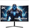 ZZA 24 Inch Curved Monitor, FHD 1920×1080P 100Hz, 120% sRGB, Ultra-Thin Bezel Design, Low Blue Light & Flicker-Free, Computer Monitor for Home, Office, School (HDMI, VGA)-Black