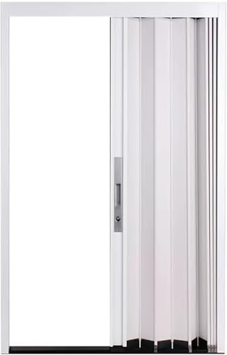 GLFNB Porte Interne scorrevoli a Fisarmonica per Cucina, Alte 2,1,8 e 1,5 m, Porta Bianca per Armadio con Telaio, Serratura e Chiavi (Altezza 150 cm, Larghezza 76 cm)
