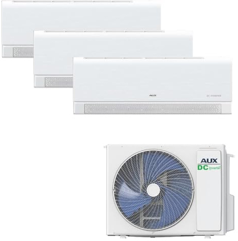 Aux Multi Split Aire acondicionado Set 27000 BTU unidad exterior (7,9 kW) + 3 x 9000 BTU (2,6 kW cada uno), dispositivo de pared WiFi Control R32 blanco mate