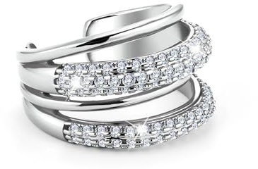 ALEXCRAFT Ringe für Damen Verstellbare Offen Layered Ringe mit Zirkonia