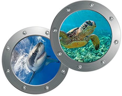 Hemobllo Adesivi Murali 3D PVC Mare Animali Marini 2 Unitá Adesivi Decorativi Facili da Rimuovere e Sicuri per Cameretta e Design Casa Creativo