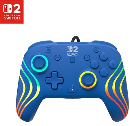 Turtle Beach Afterglow Blu controller da gaming RGB cablato con licenza ufficiale per Nintendo Switch 2