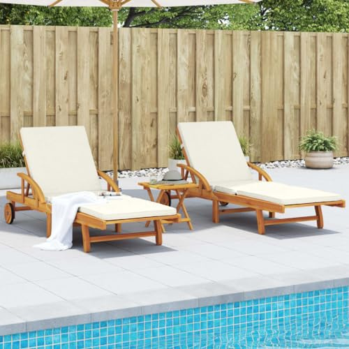 Frdhee Saunaliege Strandkorb,Sonnenliegen 2 STK. mit Auflagen 200x68x83 cm Massivholz Akazie,Lesestuhl für Strand,Garten,Pool